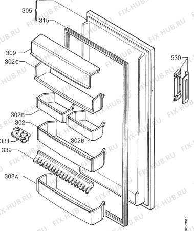 Взрыв-схема холодильника Electrolux ER2325C - Схема узла Door 003